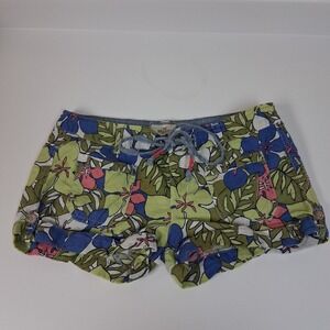 Hollister Floral Linen Shorts Y2K Beachy‎ Boho Surf Core Hawaiian Sz 0 Rare HTF